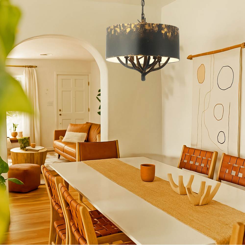 Golden Lighting 4500-4P ABI Antique Black Iron Wry Lighting Arboreal 4-light Pendant In Antique Black Iron Image 3