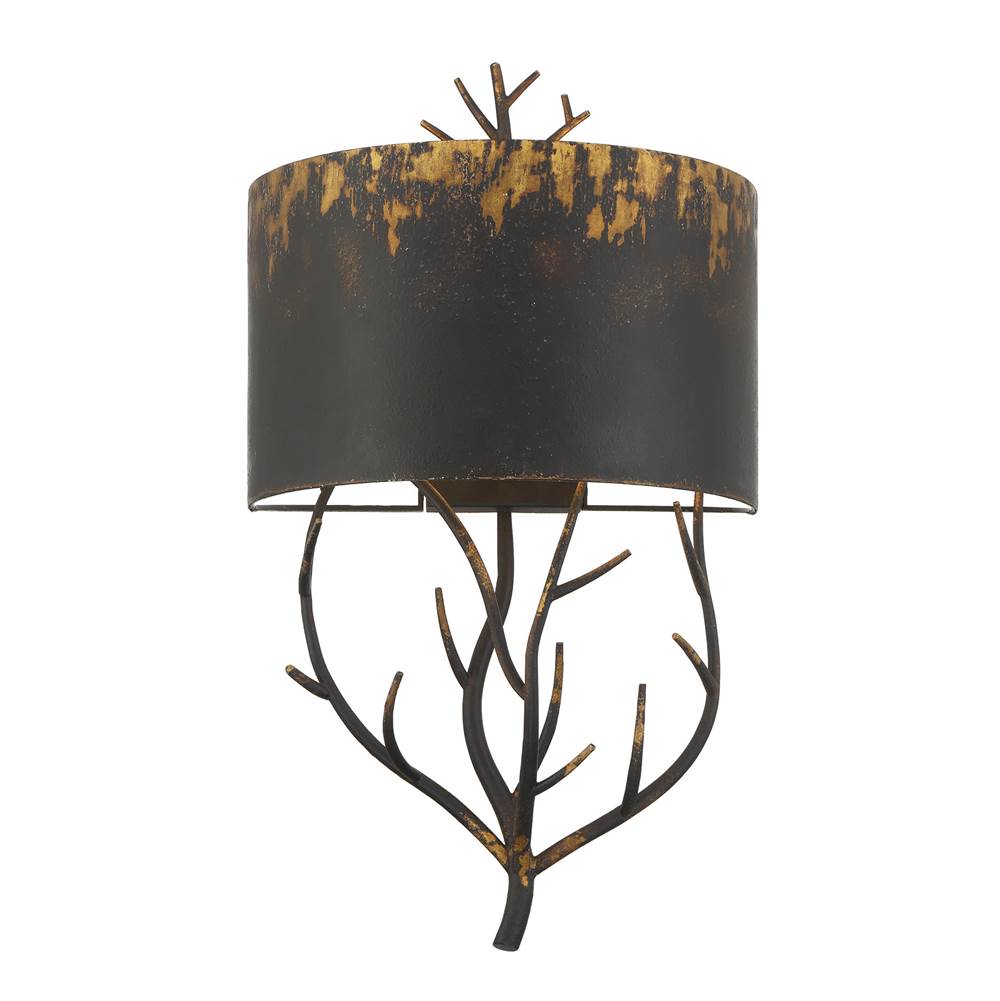 Golden Lighting 4500-WSC ABI Antique Black Iron Wry Lighting Arboreal 2-light Wall Sconce In Antique Black Iron Image 1