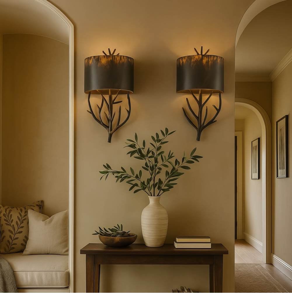 Golden Lighting 4500-WSC ABI Antique Black Iron Wry Lighting Arboreal 2-light Wall Sconce In Antique Black Iron Image 3