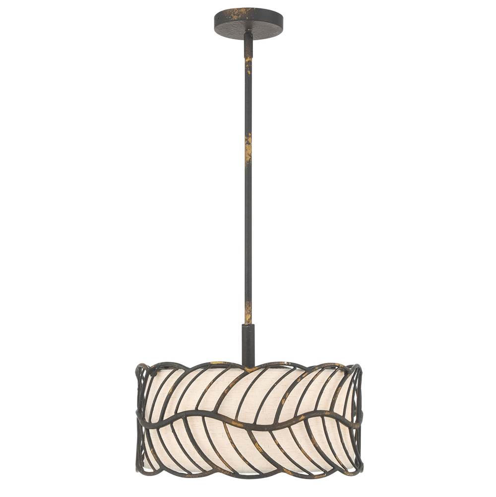 Golden Lighting Simbolo Wry Lighting Simbolo 3-light Pendant In Antique Black Iron