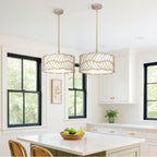 Golden Lighting 4501-3P AM Almond Wry Lighting Simbolo 3-light Pendant In Almond Image 3