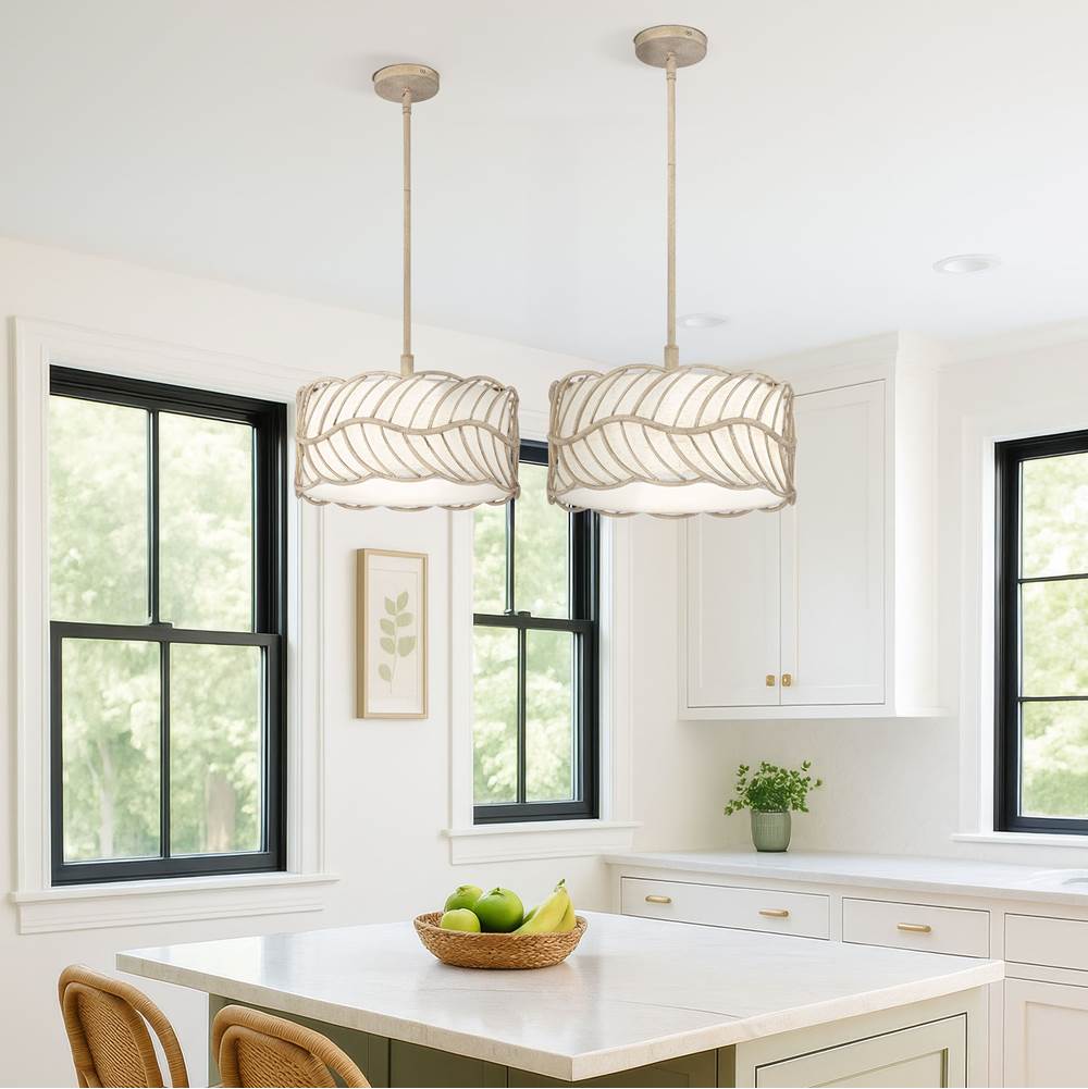 Golden Lighting 4501-3P AM Almond Wry Lighting Simbolo 3-light Pendant In Almond Image 3