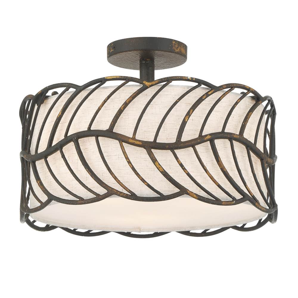 Golden Lighting 4501-3SF ABI Antique Black Iron Wry Lighting Simbolo 3-light Semi-flush Mount In Antique Black Iron Image 1