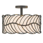 Golden Lighting Simbolo Wry Lighting Simbolo 3-light Semi-flush Mount In Antique Black Iron