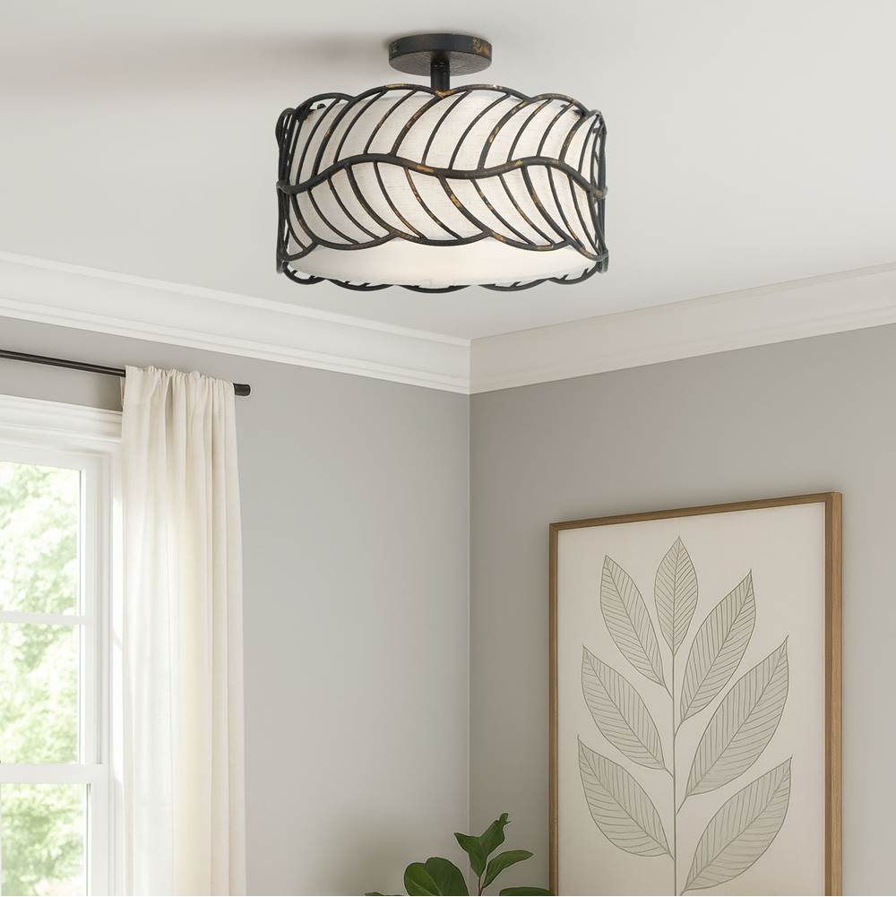 Golden Lighting 4501-3SF ABI Antique Black Iron Wry Lighting Simbolo 3-light Semi-flush Mount In Antique Black Iron Image 3