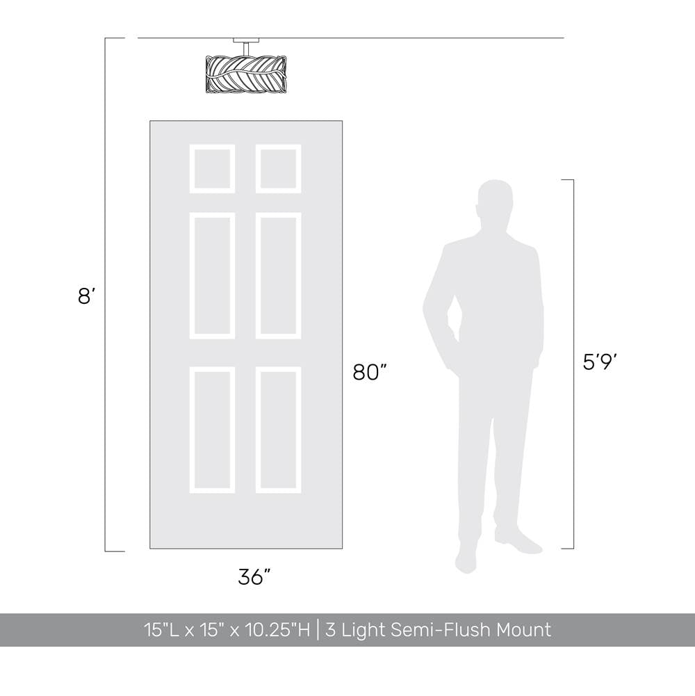 Golden Lighting 4501-3SF AM Almond Wry Lighting Simbolo 3-light Semi-flush Mount In Almond Image 2