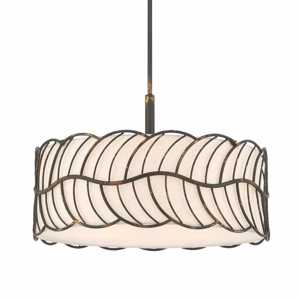 Golden Lighting 4501-5P ABI Antique Black Iron Wry Lighting Simbolo 5-light Pendant In Antique Black Iron Image 1