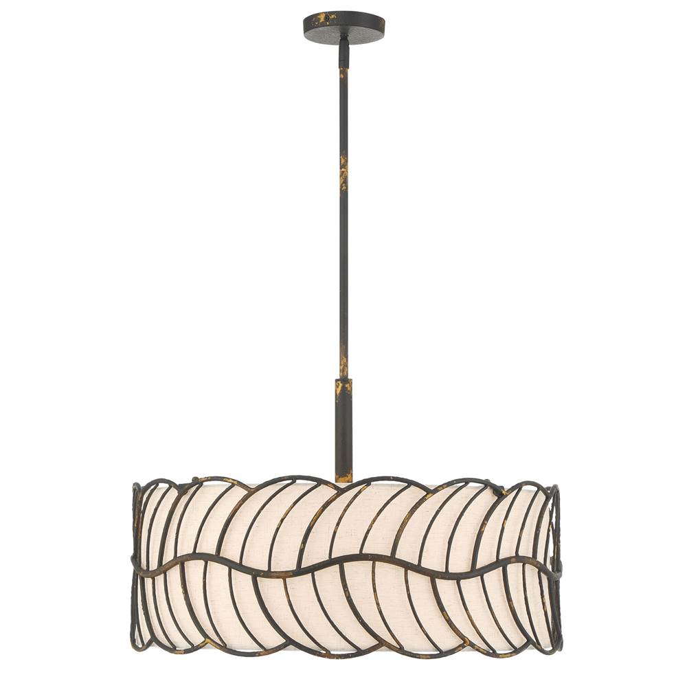 Golden Lighting Simbolo Wry Lighting Simbolo 5-light Pendant In Antique Black Iron