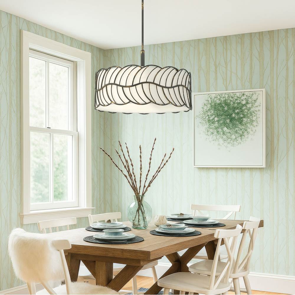 Golden Lighting 4501-5P ABI Antique Black Iron Wry Lighting Simbolo 5-light Pendant In Antique Black Iron Image 3