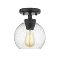 Golden Lighting 4855-FM BLK-SD Matte Black Golden Lighting Galveston 1-light Flush Mount In Matte Black And Seeded Glass Image 1