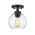 Golden Lighting 4855-FM BLK-SD Matte Black Golden Lighting Galveston 1-light Flush Mount In Matte Black And Seeded Glass Image 1