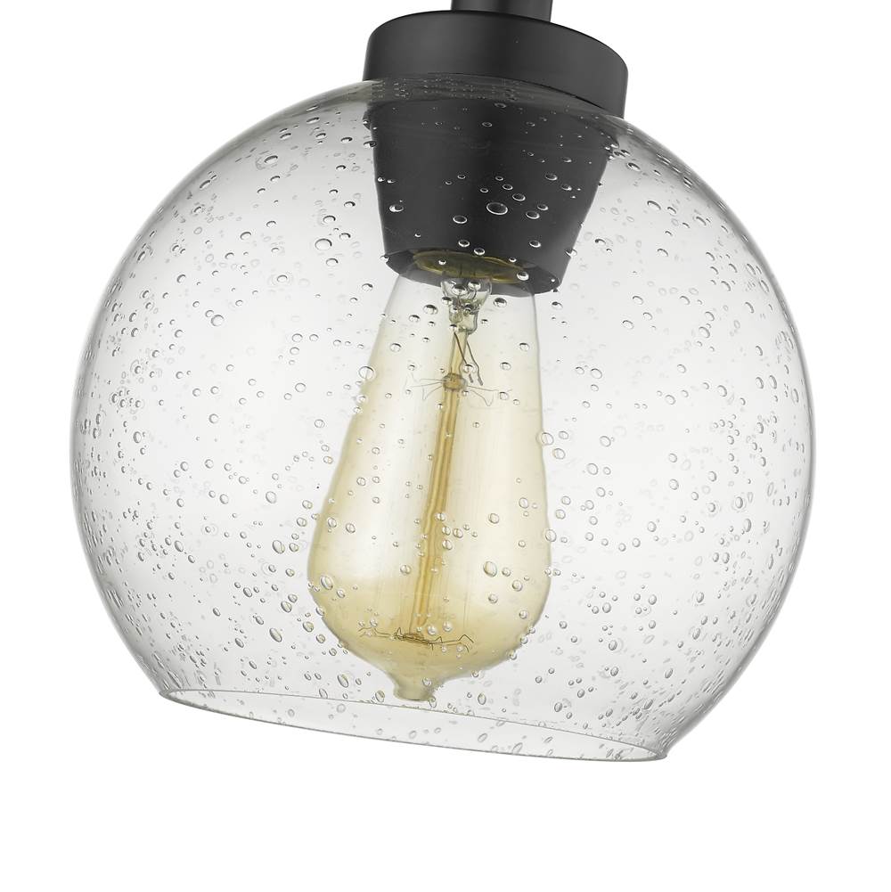 Golden Lighting 4855-FM BLK-SD Matte Black Golden Lighting Galveston 1-light Flush Mount In Matte Black And Seeded Glass Image 2