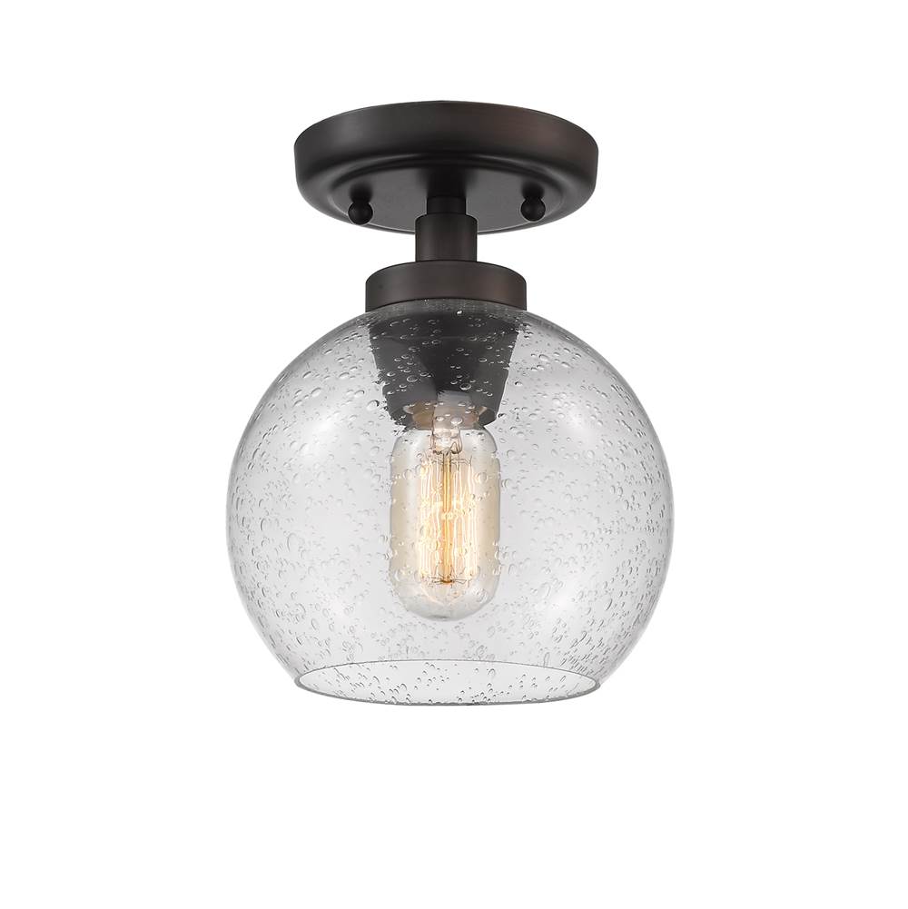 Golden Lighting 4855-FM RBZ-SD Rubbed Bronze Golden Lighting Galveston 1-light Flush Mount In Rubbed Bronze Image 3