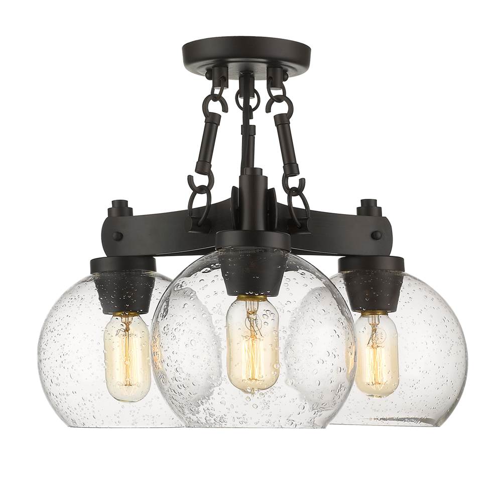 Golden Lighting 4855-SF RBZ-SD Rubbed Bronze Golden Lighting Galveston 3-light Semi-flush Mount In Rubbed Bronze Image 1