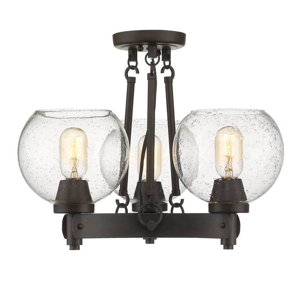 Golden Lighting Galveston Golden Lighting Galveston 3-light Semi-flush Mount In Rubbed Bronze