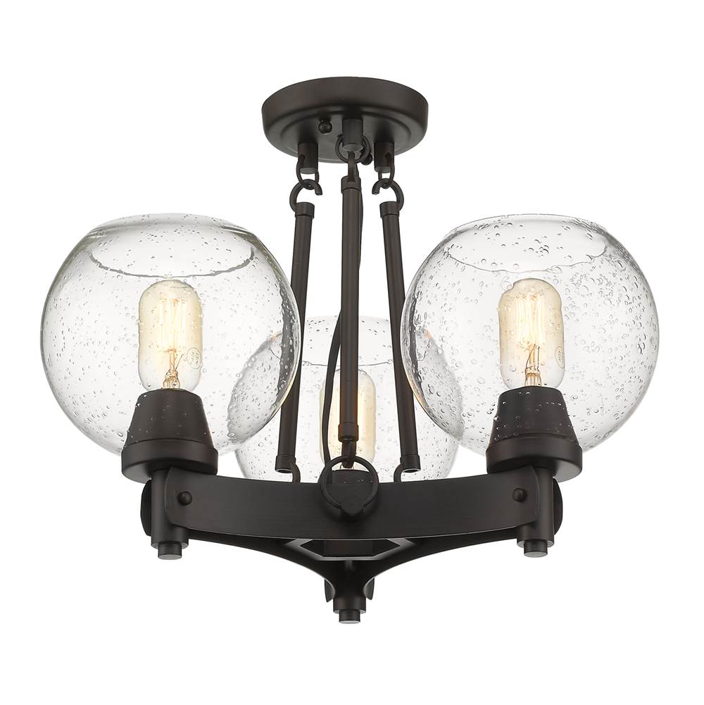 Golden Lighting 4855-SF RBZ-SD Rubbed Bronze Golden Lighting Galveston 3-light Semi-flush Mount In Rubbed Bronze Image 4