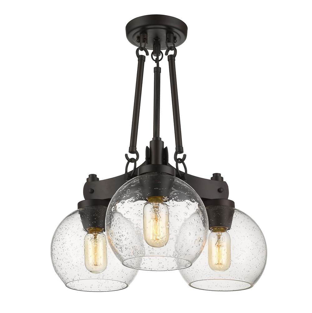 Golden Lighting 4855-SF RBZ-SD Rubbed Bronze Golden Lighting Galveston 3-light Semi-flush Mount In Rubbed Bronze Image 2
