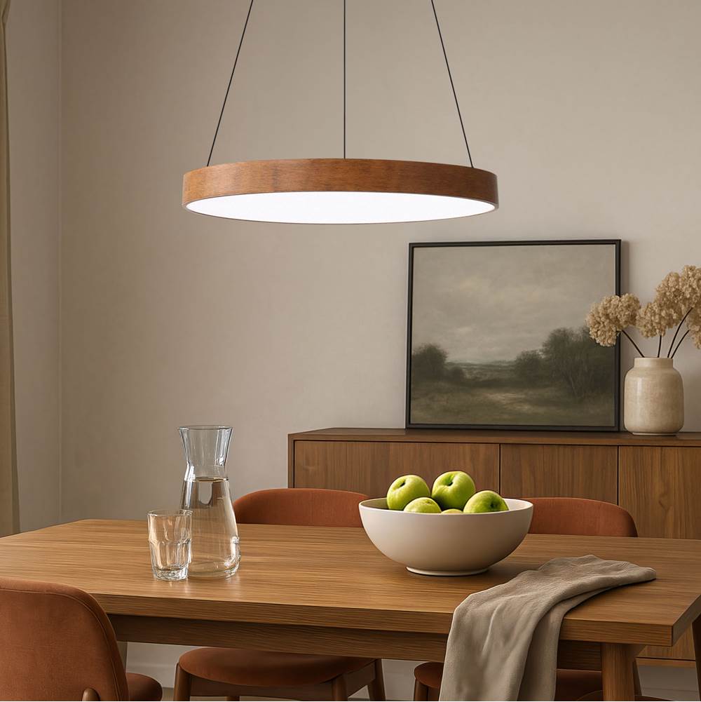 Golden Lighting 4963-24 WA Walnut Wry Lighting Anello Integrated Led Pendant In Walnut Image 3