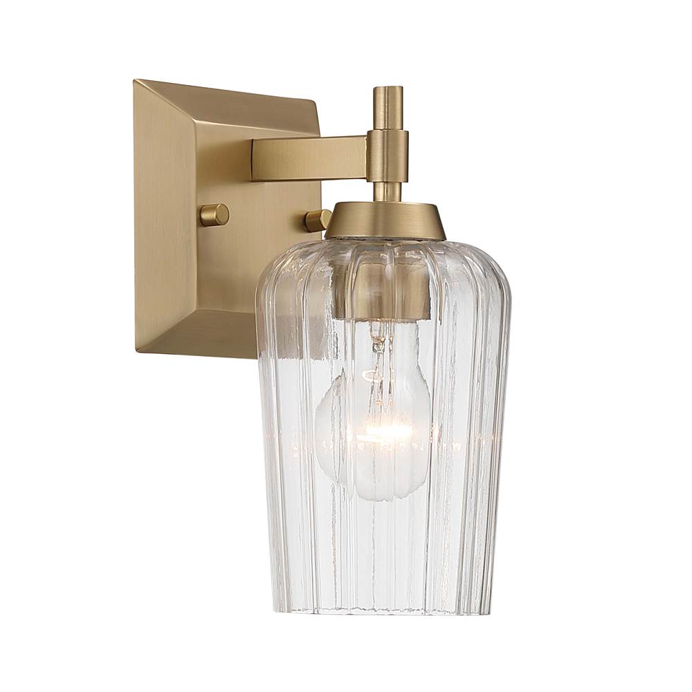 Golden Lighting 5189-WSC BCB-FLT Brushed Champagne Brass Yep By Golden Lighting Brilia 1-light Wall Sconce Vanity In Brushed Champagne Brass With Fluted Glass Image 1