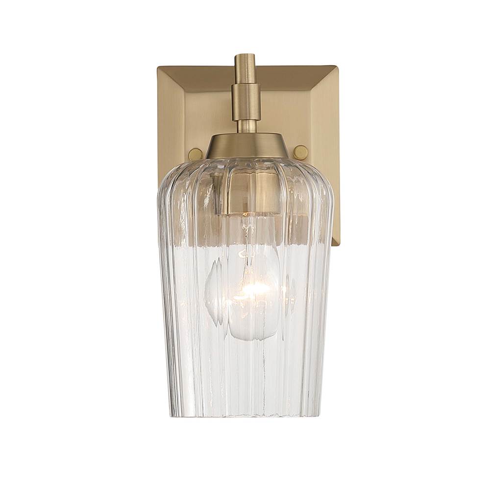 Golden Lighting Brilia Yep By Golden Lighting Brilia 1-light Wall Sconce Vanity In Brushed Champagne Brass With Fluted Glass