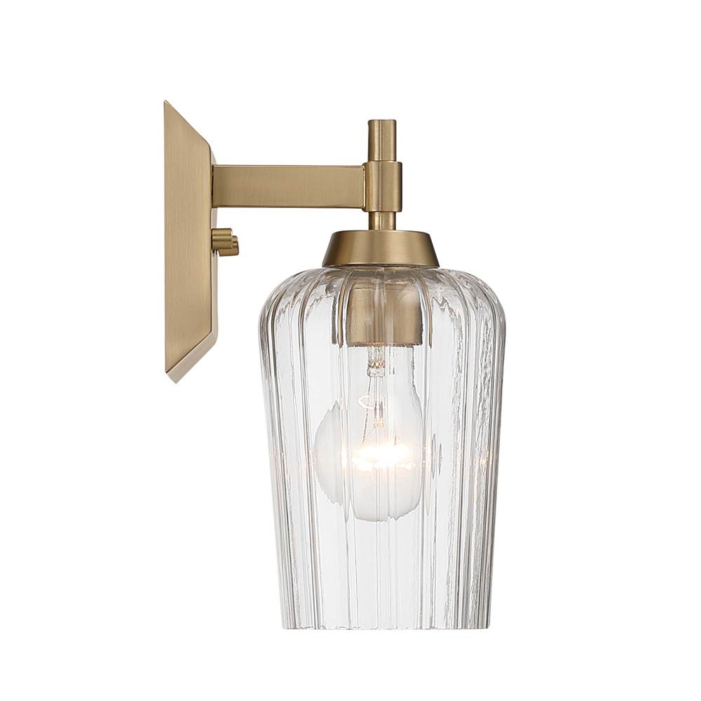 Golden Lighting 5189-WSC BCB-FLT Brushed Champagne Brass Yep By Golden Lighting Brilia 1-light Wall Sconce Vanity In Brushed Champagne Brass With Fluted Glass Image 4