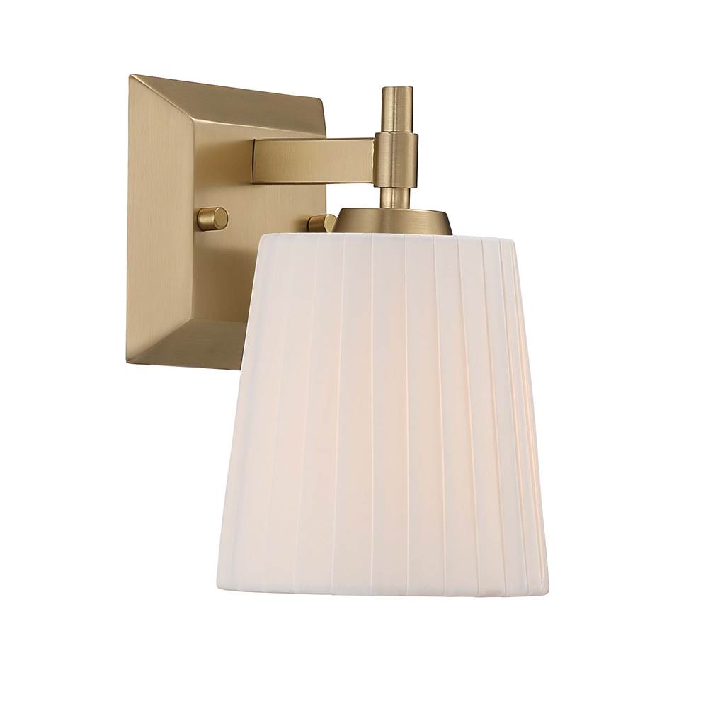 Golden Lighting 5189-WSC BCB-PLT Brushed Champagne Brass Yep By Golden Lighting Brilia 1-light Wall Sconce Vanity In Brushed Champagne Brass With Pleated Shade Image 1