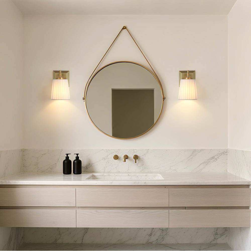 Golden Lighting 5189-WSC BCB-PLT Brushed Champagne Brass Yep By Golden Lighting Brilia 1-light Wall Sconce Vanity In Brushed Champagne Brass With Pleated Shade Image 3