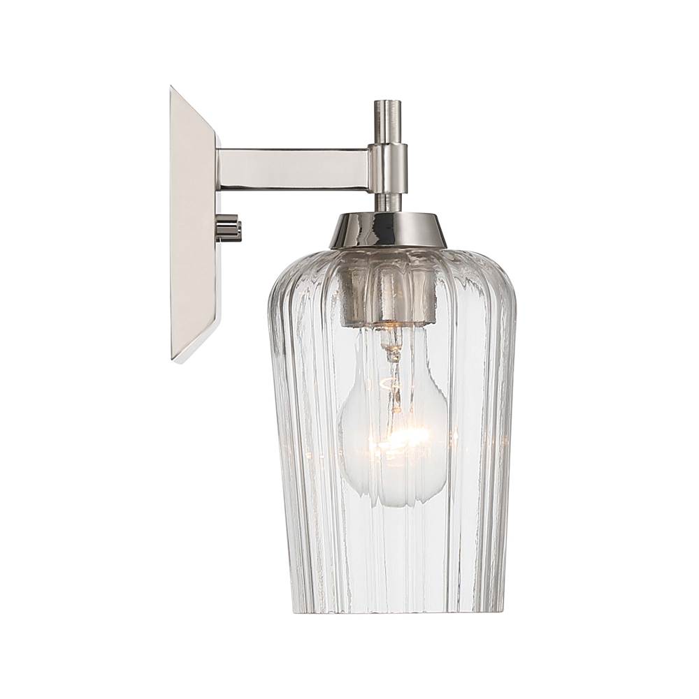 Golden Lighting 5189-WSC PN-FLT Polished Nickel Yep By Golden Lighting Brilia 1-light Wall Sconce Vanity In Polished Nickel With Fluted Glass Image 4