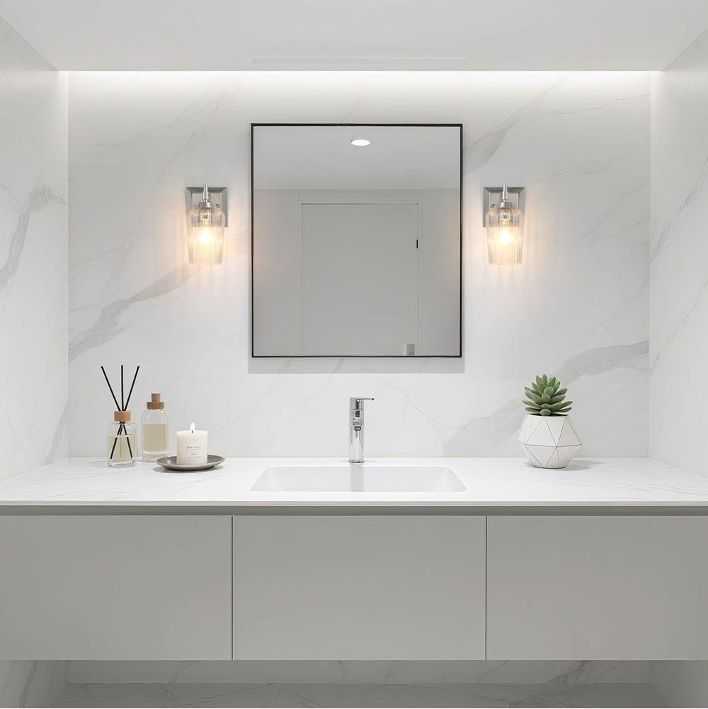 Golden Lighting 5189-WSC PN-FLT Polished Nickel Yep By Golden Lighting Brilia 1-light Wall Sconce Vanity In Polished Nickel With Fluted Glass Image 3