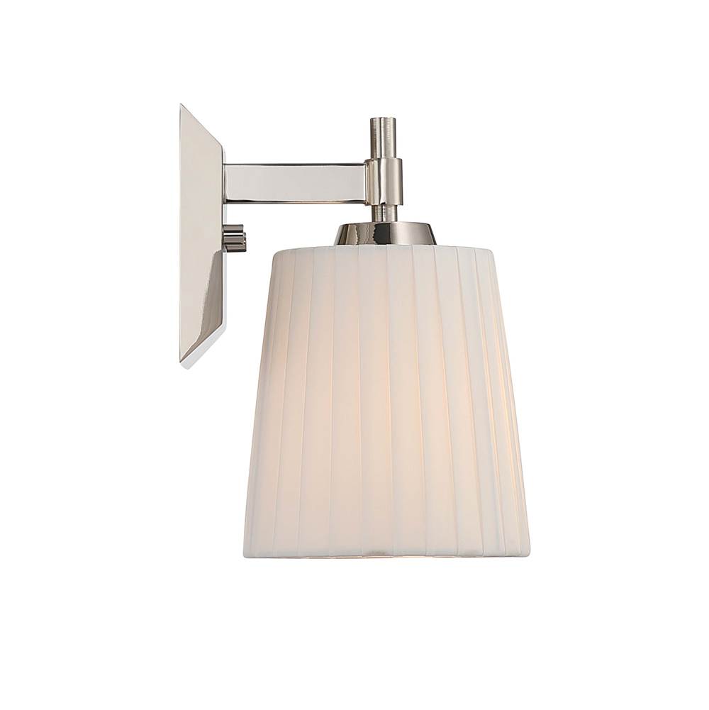 Golden Lighting 5189-WSC PN-PLT Polished Nickel Yep By Golden Lighting Brilia 1-light Wall Sconce Vanity In Polished Nickel With Pleated Shade Image 5
