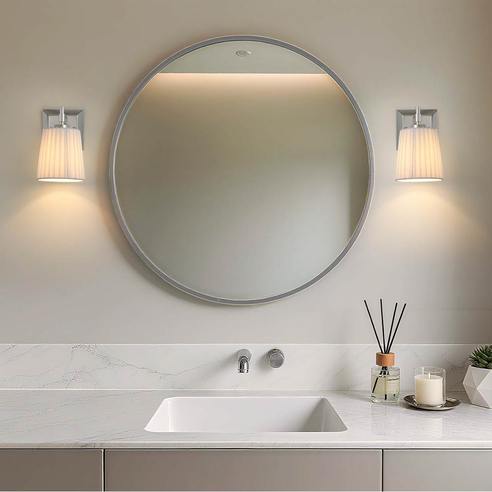 Golden Lighting 5189-WSC PN-PLT Polished Nickel Yep By Golden Lighting Brilia 1-light Wall Sconce Vanity In Polished Nickel With Pleated Shade Image 3