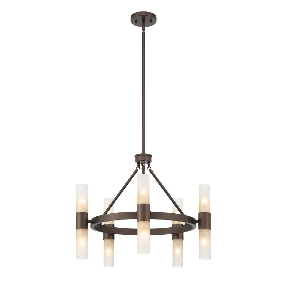 Golden Lighting Lyssna Cirkel Wry Lighting Lyssna Cirkel 10-light Chandelier In Modern Bronze