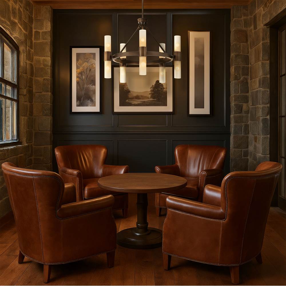 Golden Lighting 5803-10 MDB-EBO Modern Bronze Wry Lighting Lyssna Cirkel 10-light Chandelier In Modern Bronze Image 3