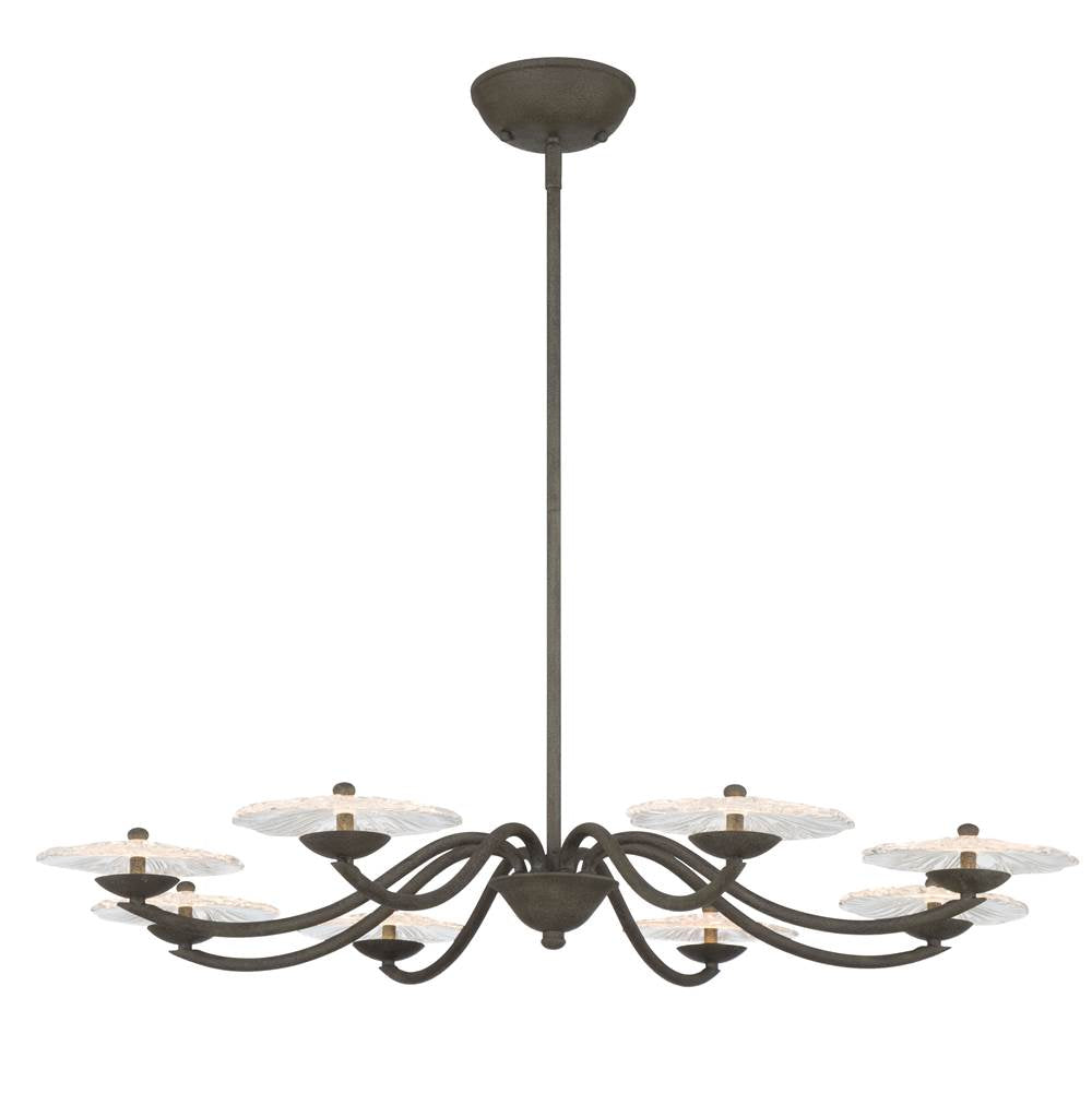 Golden Lighting 5865-8 BT-CLR BLACK SLATE Golden Lighting Coral Bloom Integrated Led 31in Chandelier In Black Slate With Pressed Clear Glass Image 1