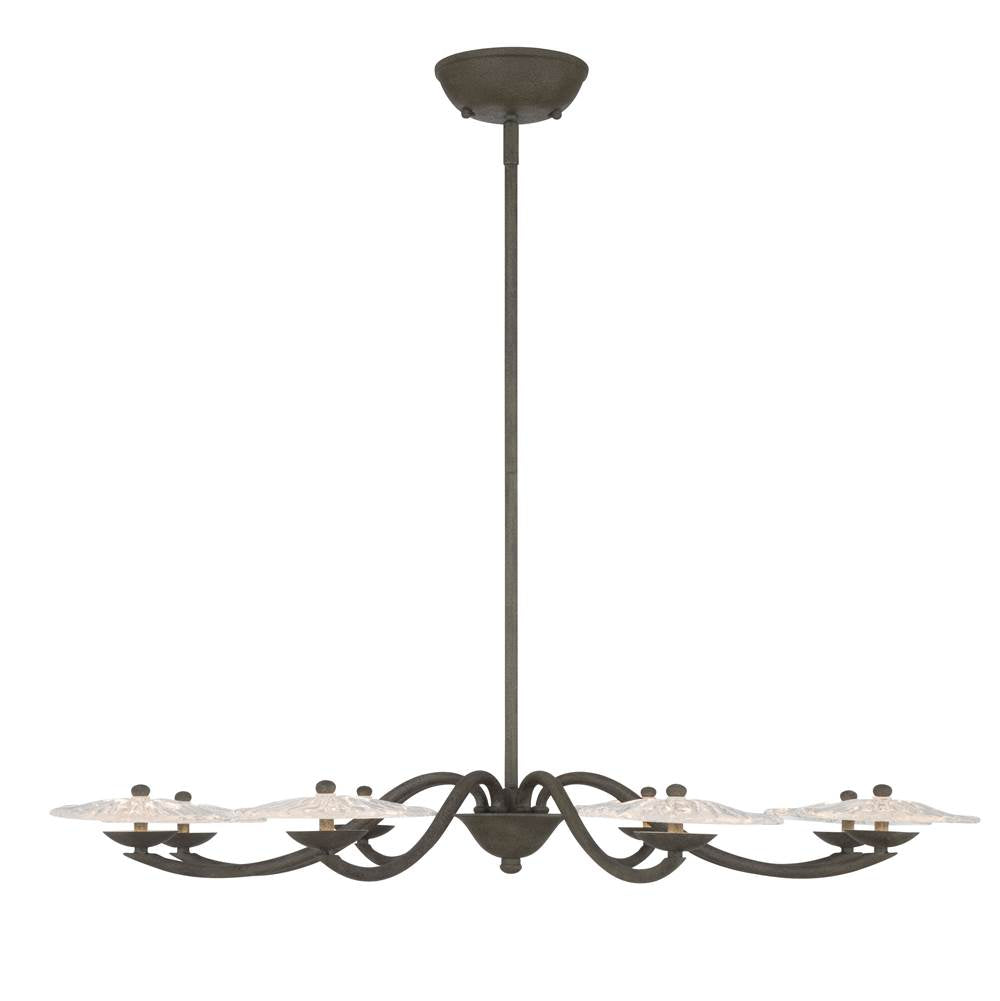 Golden Lighting 5865-8 BT-CLR BLACK SLATE Golden Lighting Coral Bloom Integrated Led 31in Chandelier In Black Slate With Pressed Clear Glass Image 5