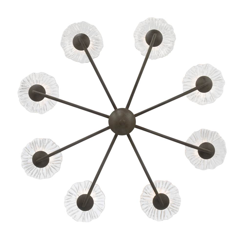 Golden Lighting 5865-8 BT-CLR BLACK SLATE Golden Lighting Coral Bloom Integrated Led 31in Chandelier In Black Slate With Pressed Clear Glass Image 6