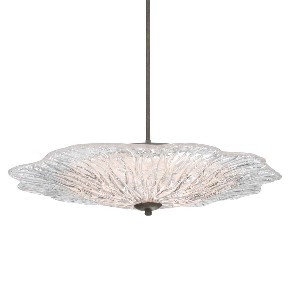 Golden Lighting 5865-L BT-CLR BLACK SLATE Golden Lighting Coral Bloom Integrated Led 31in Pendant In Black Slate With Pressed Clear Glass Image 1