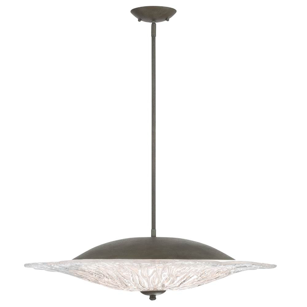 Golden Lighting Coral Bloom Golden Lighting Coral Bloom Integrated Led 31in Pendant In Black Slate With Pressed Clear Glass