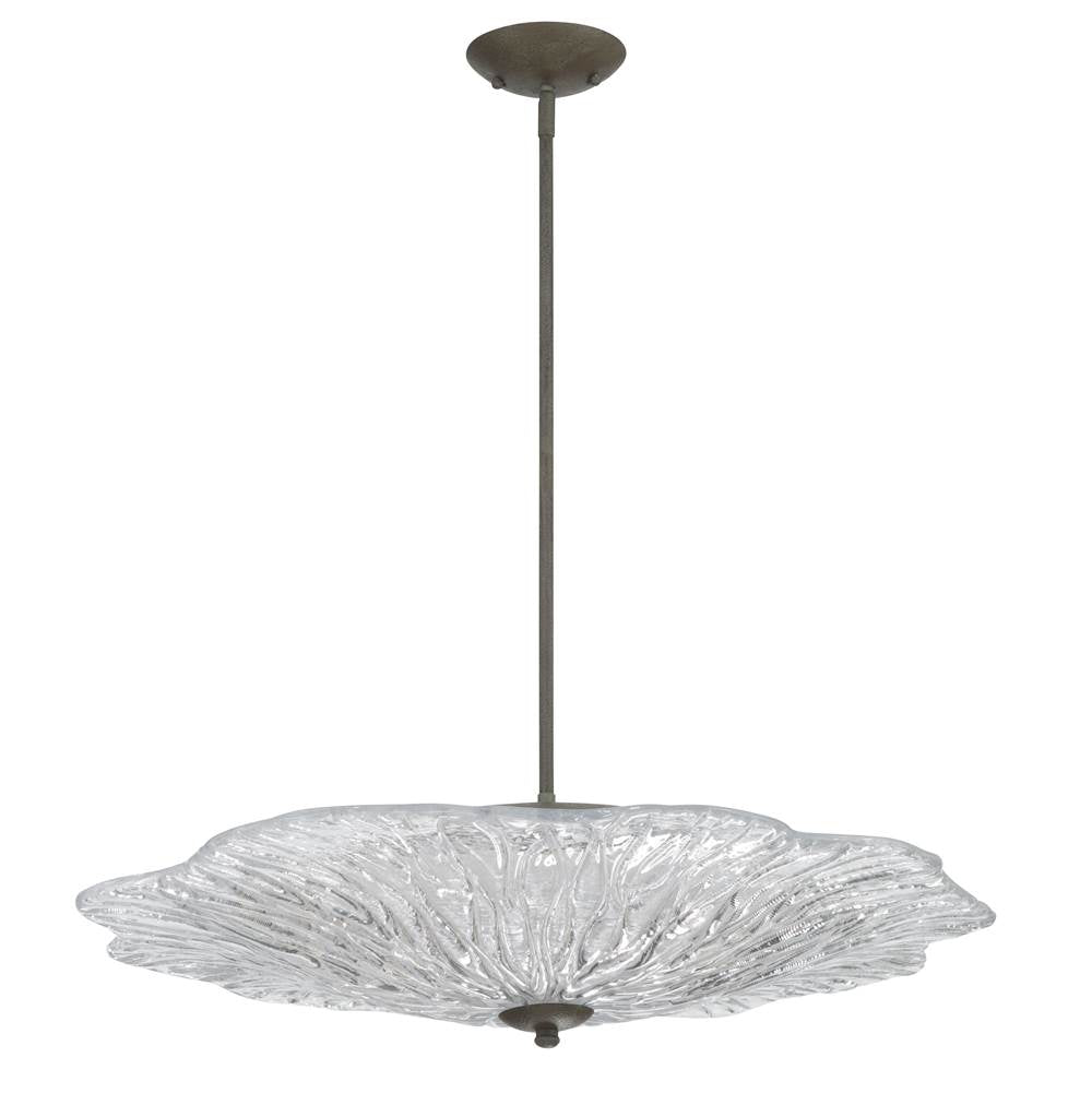 Golden Lighting 5865-L BT-CLR BLACK SLATE Golden Lighting Coral Bloom Integrated Led 31in Pendant In Black Slate With Pressed Clear Glass Image 5