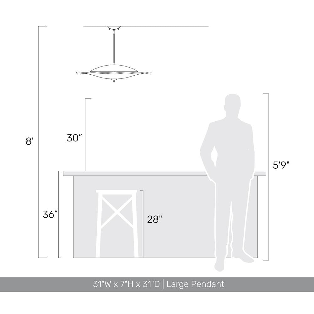 Golden Lighting 5865-L BT-CLR BLACK SLATE Golden Lighting Coral Bloom Integrated Led 31in Pendant In Black Slate With Pressed Clear Glass Image 2