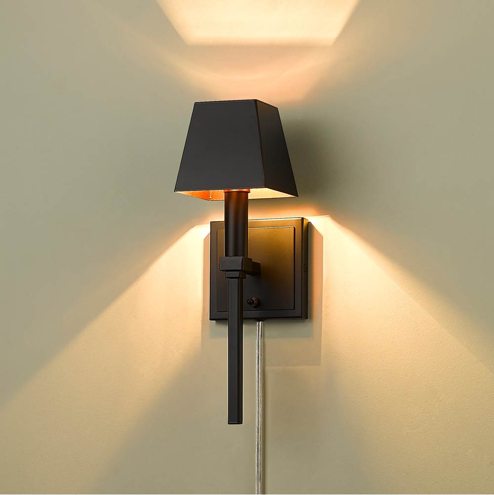 Golden Lighting 5905-1W BLK-BLK Matte Black Wry Lighting Messina 1-light Wall Sconce In Matte Black Image 4