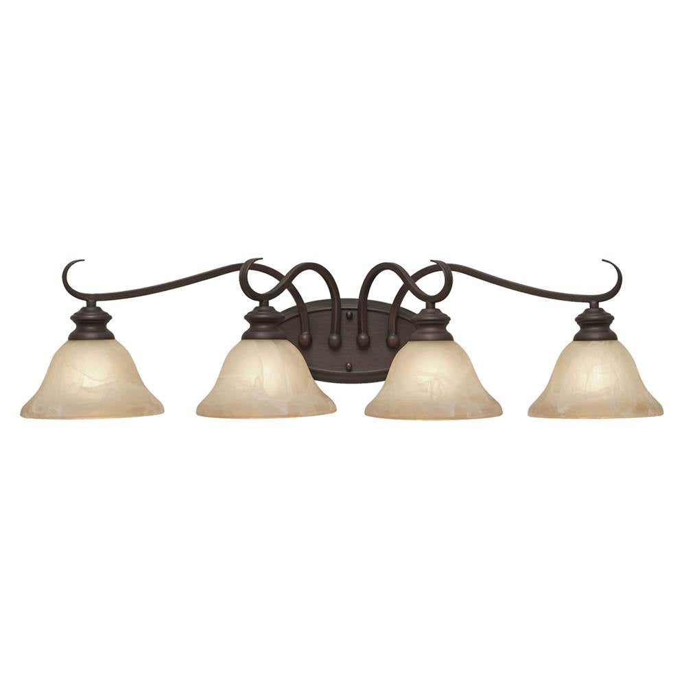 Golden Lighting 6005-BA4 RBZ Rubbed Bronze Wry Lighting Lancaster 4-light Vanity In Rubbed Bronze Image 1