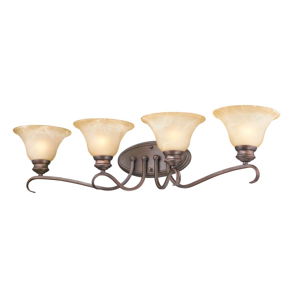 Golden Lighting Lancaster Wry Lighting Lancaster 4-light Vanity In Rubbed Bronze