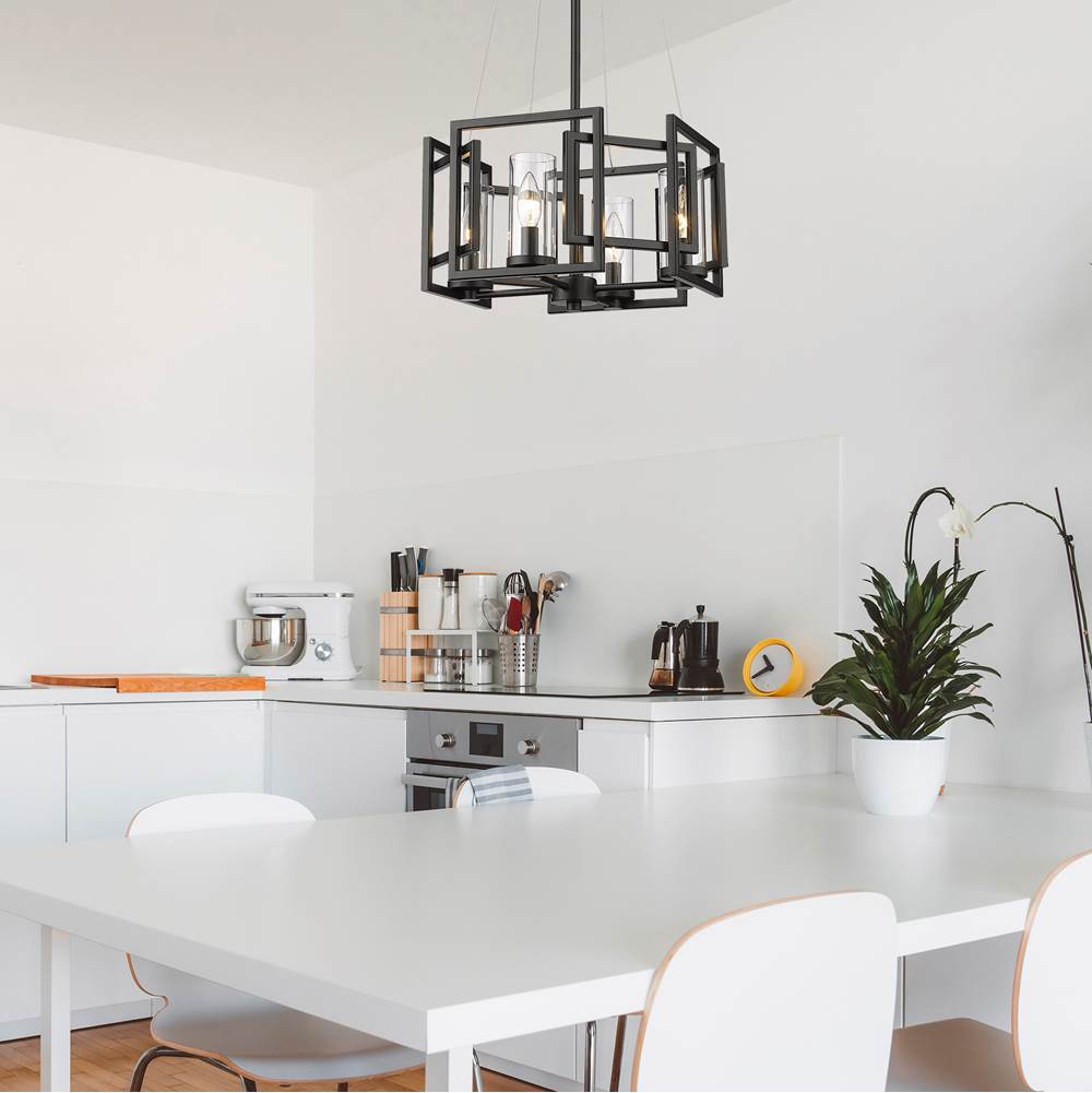Golden Lighting 6068-4P BLK Matte Black Golden Lighting Marco 4-light Pendant In Matte Black Image 4