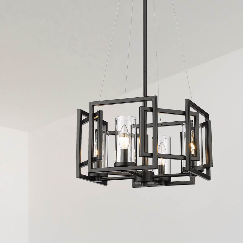 Golden Lighting 6068-4P BLK Matte Black Golden Lighting Marco 4-light Pendant In Matte Black Image 3