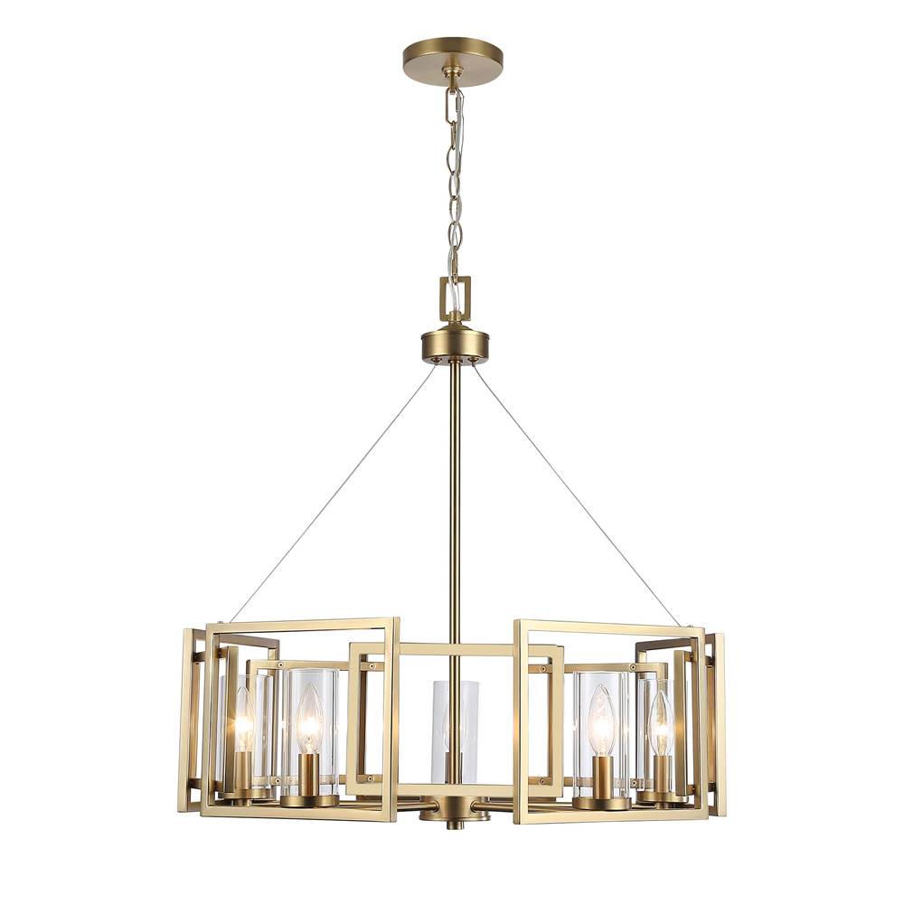 Golden Lighting 6068-5 BCB Brushed Champagne Brass Golden Lighting Marco 5-light Chandelier In Brushed Champagne Brass Image 1