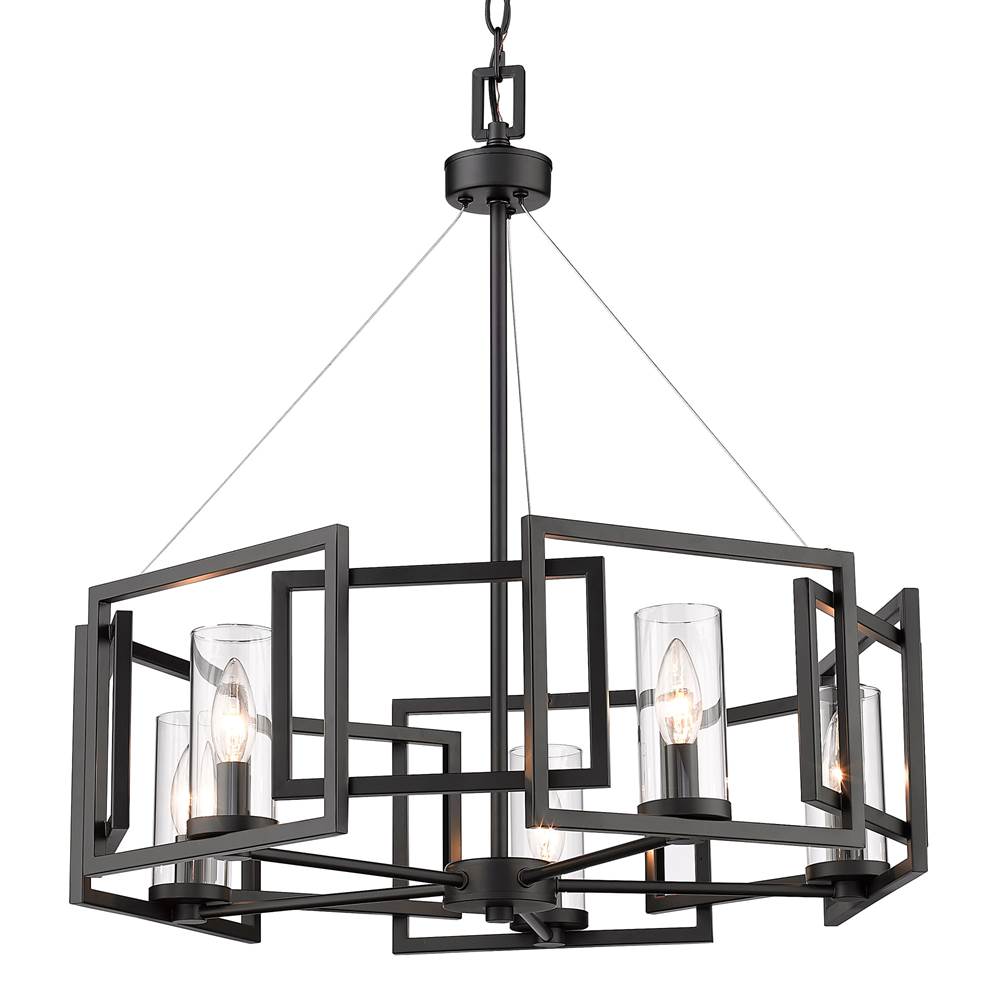 Golden Lighting 6068-5 BLK Matte Black Golden Lighting Marco 5-light Chandelier In Matte Black Image 2