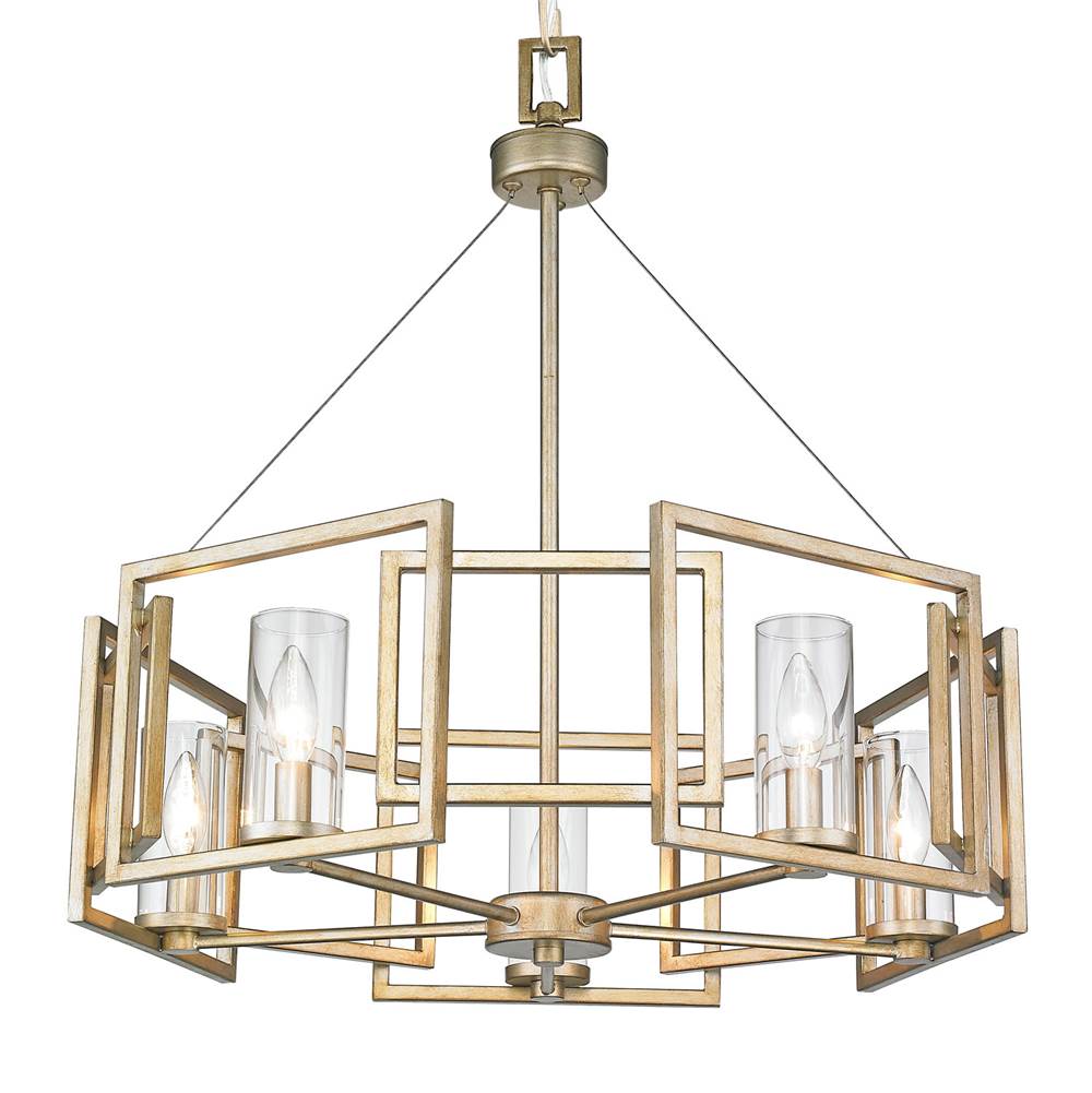 Golden Lighting 6068-5 WG White Gold Golden Lighting Marco 5-light Chandelier In White Gold Image 2