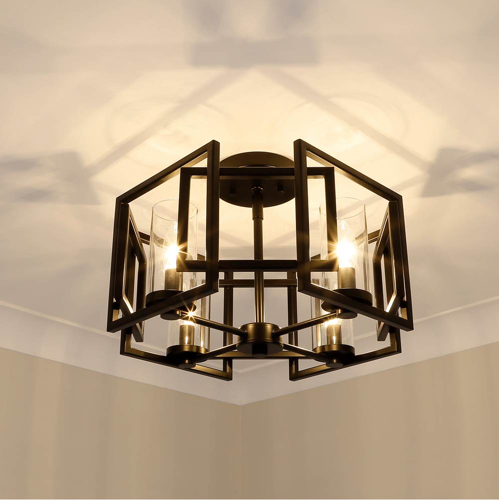 Golden Lighting 6068-FM BLK Matte Black Golden Lighting Marco 4-light Flush Mount In Matte Black Image 3