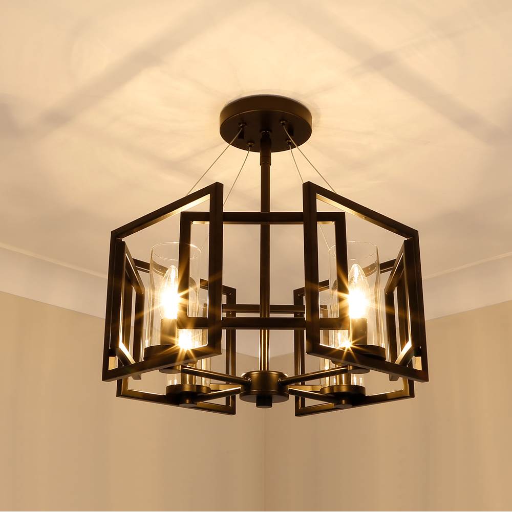 Golden Lighting 6068-SF BLK Matte Black Golden Lighting Marco 4-light Semi-flush Mount In Matte Black Image 5